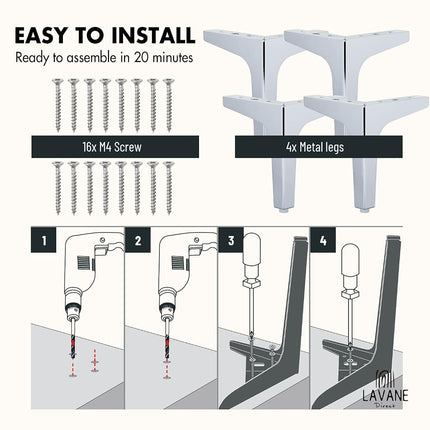 La Vane 5 Inch Diamond Triangle Metal Furniture Legs 4PCS- Heavy Duty Iron