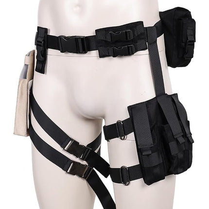 IOONCHI Leon S Cosplay Costume Belt Back Braces Set Kennedy Leg Holster Accessories Mens Halloween Outfits Props, Black, Large
