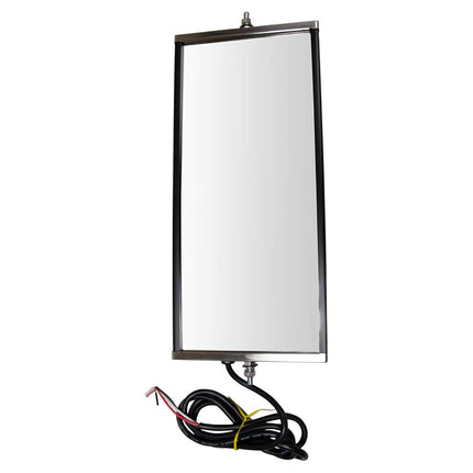 TRQ West Coast Mirror Signal Heated 16x7 Stainless Steel Pair Compatible with HD Truck