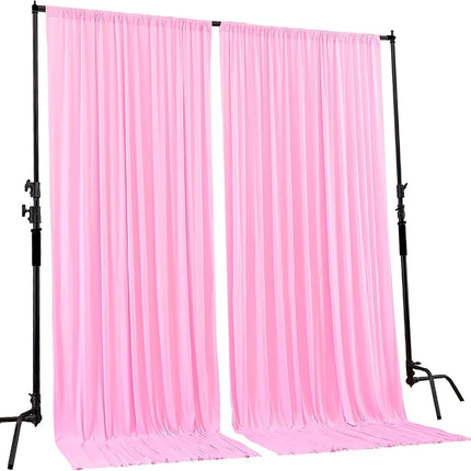 AK TRADING 10 feet x 10 feet Polyester Backdrop Drapes Curtains Panels with Rod Pockets - Wedding Ceremony Party Home Window Decorations - Pink (DRAPE-5x10-PINK)