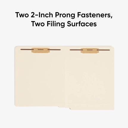 Smead End Tab Fastener File Folder, Shelf-Master® Reinforced Straight-Cut Tab, 2 Fasteners, Letter Size, Manila, 50 per Box (34115)