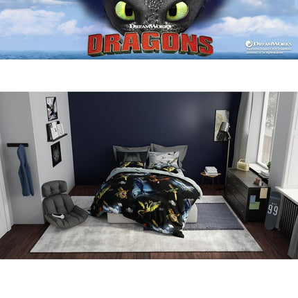 Franco How to Train Your Dragon Kids Bedding Super Soft & Cozy Reversible Microfiber Comforter and Sheet Set with Sham, 7 Piece Full Size, (Officially Licensed Product)