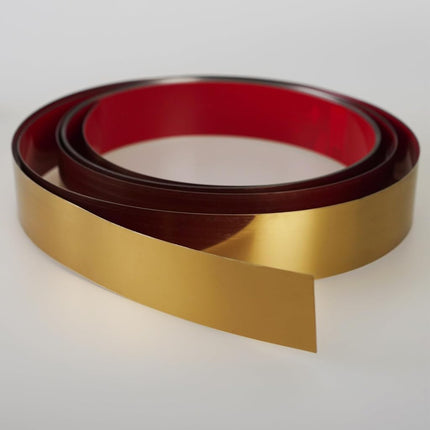 Hungbak Peel and Stick Metal Trim, Flexible Stainless Steel Molding for Wall, Fireplace, Mirror Frame, Craft and Home Decoration (Shiny Gold, 6m x 5cm)