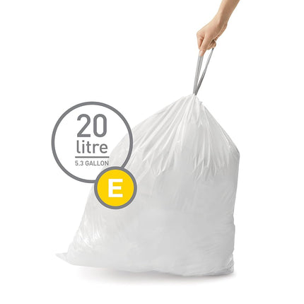 simplehuman Code E Custom fit Liners, 1 Refill Pack (20 Liners), 20 L / 5.3 Gal