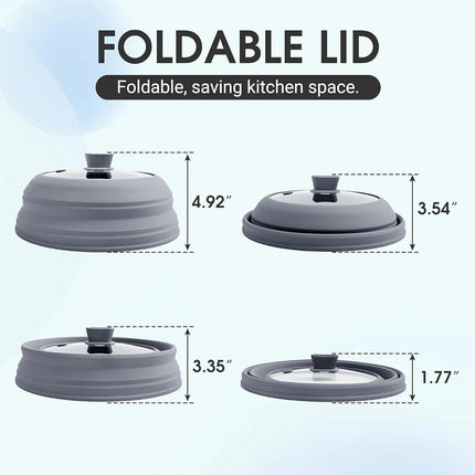 Microwave Splatter Cover 27cm, Collapsible Cookware Lid with Handle