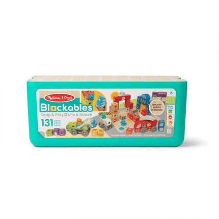 Melissa & Doug Blockables™ Deluxe City Snap and Play, Mix and Match Connectable Wooden Building Blocks Set with Storage Bin and Play Lid (122 Pcs) Ages 2 to 7- FSC Certified