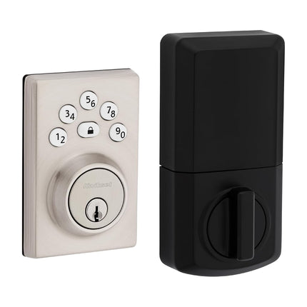 Kwikset Powerbolt 240 5-Button Keypad Satin Nickel Contemporary Electronic Deadbolt Door Lock, Featuring Convenient Keyless Entry, Customizable User Codes and Auto Locking