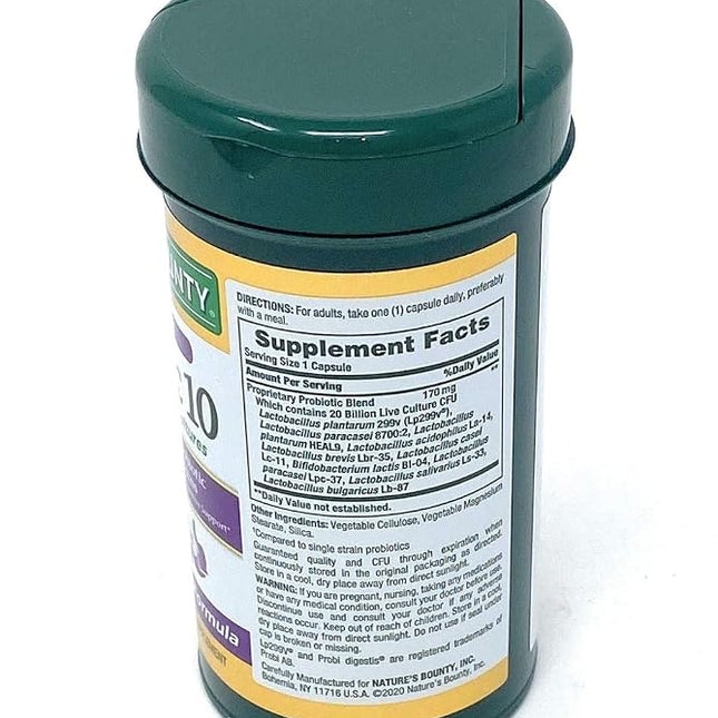Nature's Bounty Ultra Strength Probiotic 10, Support for Digestive, Immune and Upper Respiratory Health, 70 Capsules