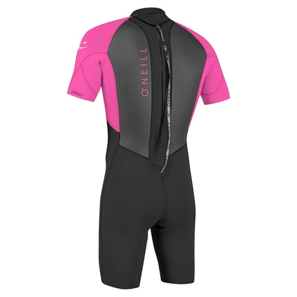 O'NEILL Youth Kids Junior Reactor II 2mm Back Zip Shorty Wetsuit - Black Berry - Unisex - Flatloc stitched - Age - 8Y
