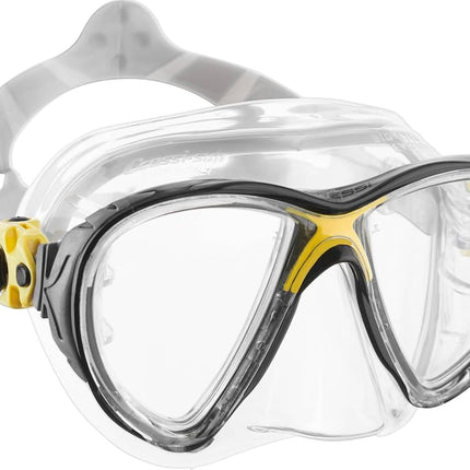 Cressi Big Eyes Evolution Crystal Mask - Revolutionary Adult Diving and Snorkeling Mask High Quality Crystal Silicone, Transparent/Yellow, One Size
