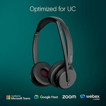 EPOS IMPACT 500 ANC Wireless Headset – Teams Certified with USB-C & USB-A Connectivity – Advanced Bluetooth Audio for Smarter, Distraction-Free Work