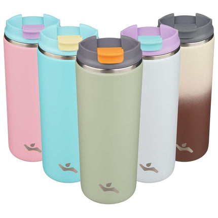 Konokyo Tumbler with Lid, 16 oz Travel Coffee Mug Double Wall Vacuum Stainless Steel Thermal Metal Cup Insulated Water Bottle,Soft Green