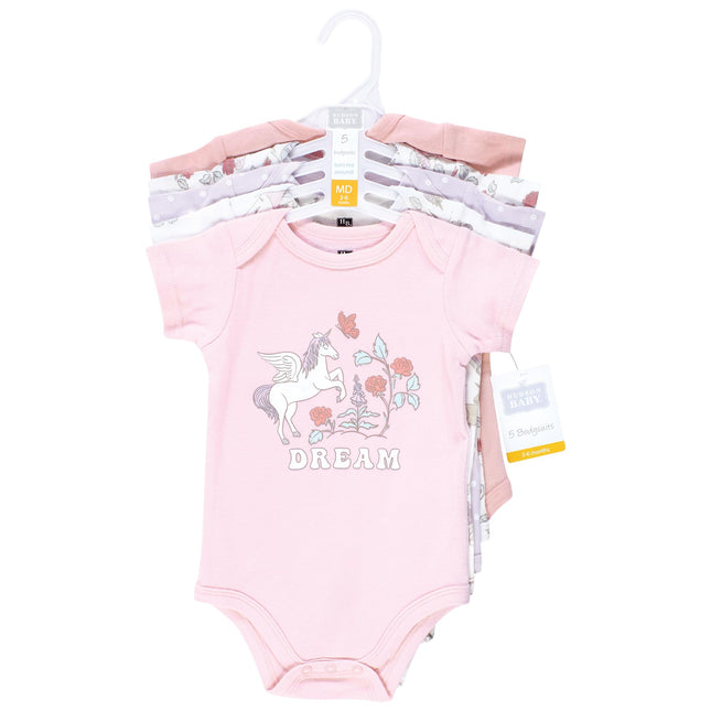 Hudson Baby Unisex Baby Cotton Bodysuits, Unicorn Dream World, 9-12 Months
