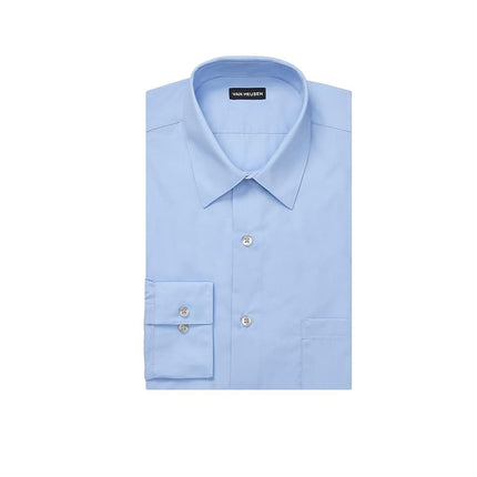 Van Heusen Men's Dress Shirt Fitted Poplin Solid, Cameo Blue, 17" Neck 36"-37" Sleeve