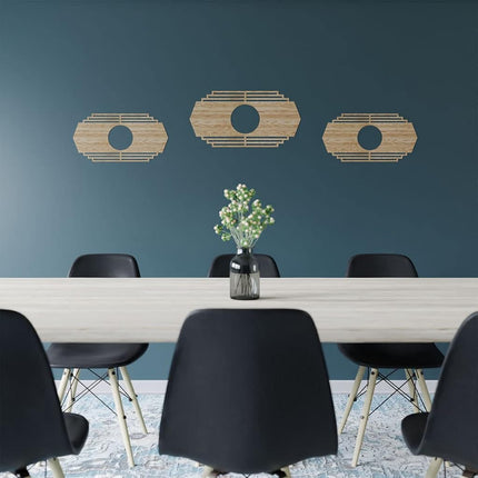 Ekena Millwork 16"W x 8"H x 4 1/4"ID x 1/4"T Chrysler Wood Fretwork Pierced Ceiling Medallion, Red Oak