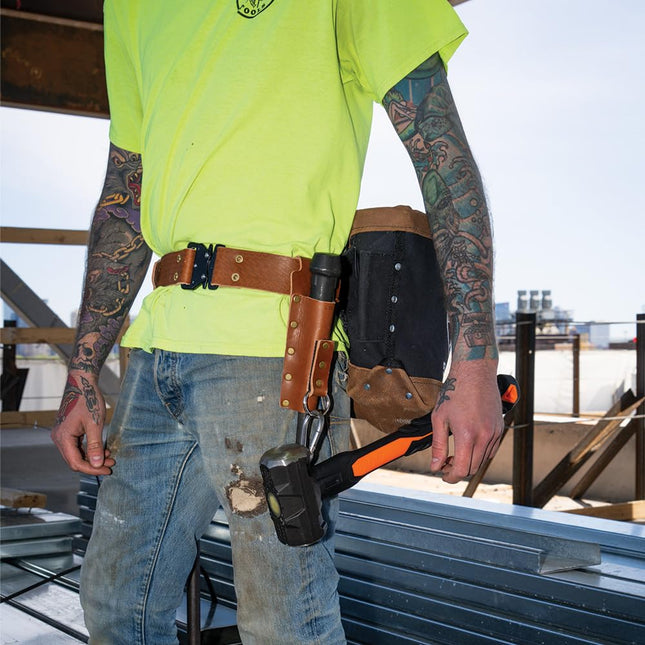 Klein Tools 5826L Leather Tool Belt with Quick-Release Buckle, 32-Inch to 40-Inch Waists, Large