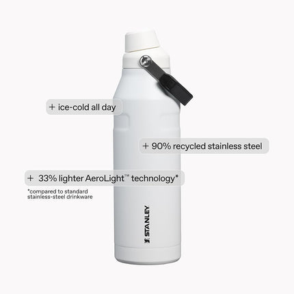 Botella de agua Stanley IceFlow de 24 oz de flujo rápido | Tapa de boquilla en ángulo | Ligera y a prueba de fugas para viajes y deportes | Acero inoxidable con aislamiento | Sin BPA | Negro 2.0 VRT