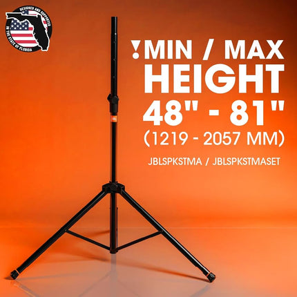 JBL Bags Standard Speaker Stand Set with Adjustable Height and Dual Diameter Pole; Includes (2) Speaker Stands and Carry Bag (JBLSPKSTMASET), Black