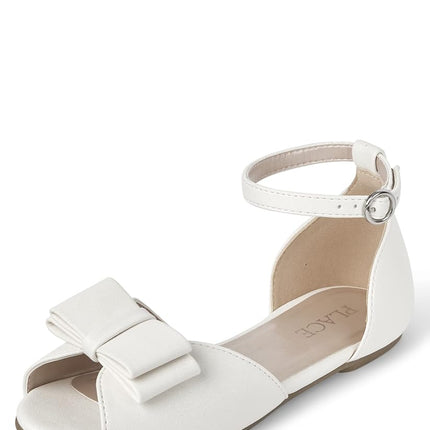 The Children's Place Unisex-Child Open Toe Ballet Flats, Blanco, 11 Little Kid