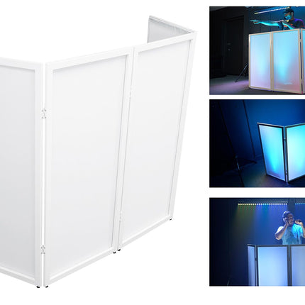 Façade d'événement DJ Rockville RFSSW blanche 80" x 44" avec cadre en acier, cabine, sac et lycra