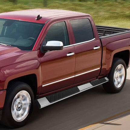 DNA Motoring STEPB-ZTL-8175-SS Estribos planos de acero inoxidable de 5 pulgadas, aptos para Ram 1500 Crew Cab 11-18