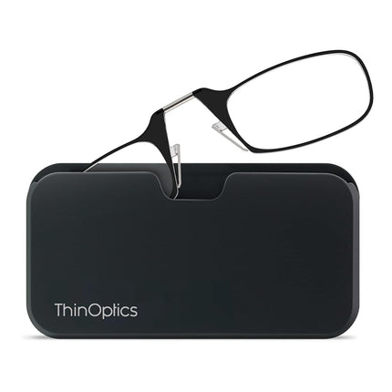 ThinOptics Folding Reading Glasses 2.50, Black, Case, for Men and Women