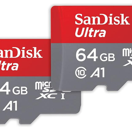 SANDISK 64GB Ultra microSD Card + Adapter, Up to 1