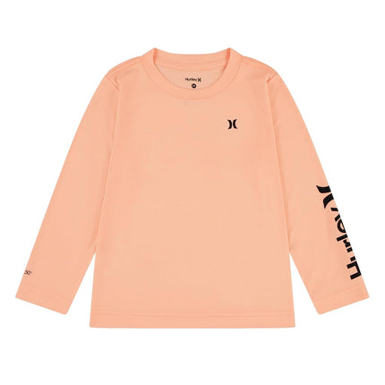 Hurley Boys' Long Sleeve UPF 50+ Rash Guard Swim Shirt, Sunset Glow Heather, X-Large