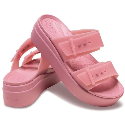 Crocs Sandalias de cuña baja Brooklyn Buckle para mujer, Rosette, 7 UK
