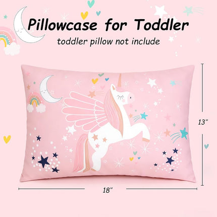 UOMNY Toddler Pillowcases for 13X18 12x16 14x19 Pillow Unicorn Toddler Pillow Case for Girls 2 Pack Kids Pillowcase for Sleepy Pillows Travel Pillowcases Pink/White