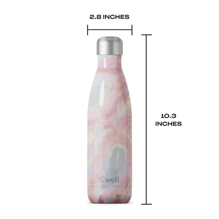 S'well Stainless Steel Insulated Water Bottle - Geode Rose Triple-Layered Vacuum - Double Wall, Keep Drinks Cold for 36 Hours and Hot for 18 - Great for travel, hiking, camping, 17 fl oz
