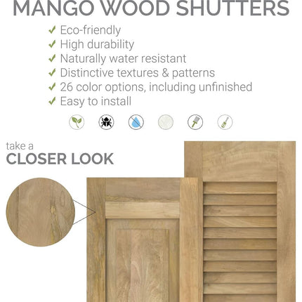 Ekena Millwork ARW101BB207X34WHH Americraft Two 2 Exterior Real Wood Joined Board-n-Batten Shutters (Per Pair), 7"W x 34"H, White
