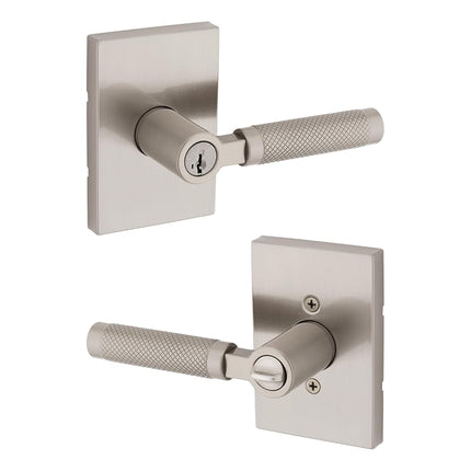 Kwikset Prava Entry Door Knurled Handle with Lock and Key, Secure Keyed Reversible Lever Exterior, for Front Entrance and Bedrooms, Satin Nickel, Pick Resistant Smartkey Rekey Security and Microban