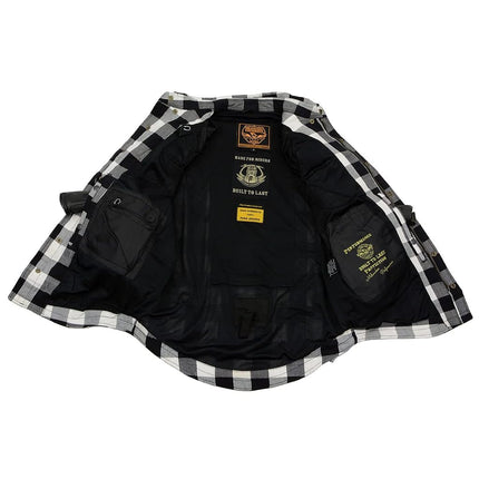 Milwaukee Leather MPM1633 Men's Plaid Flannel Biker Shirt with CE Approved Armor - Reinforced w/Aramid Fiber - Medium Multi