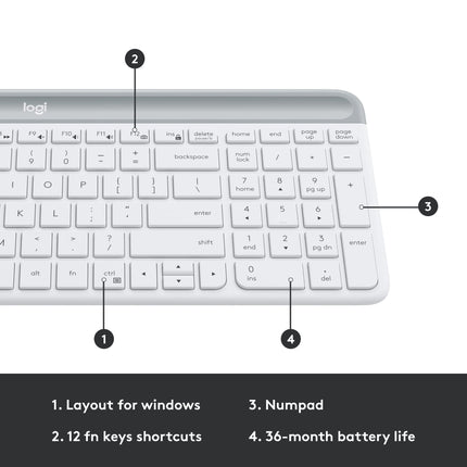 Combo de teclado y ratón inalámbricos delgados Logitech MK470 - Diseño compacto y moderno, ultra silencioso, receptor USB de 2,4 GHz, conectividad Plug and Play, compatible con Windows - Blanco roto