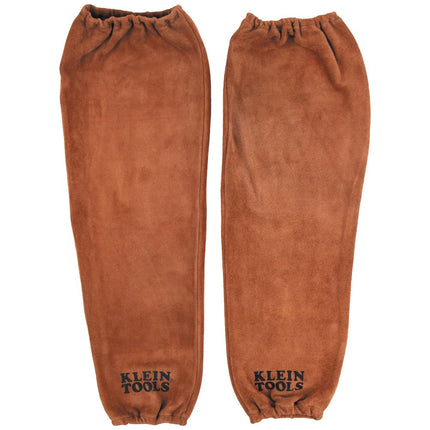 KLEIN TOOLS 60834 FR Leather Welding Sleeves, 61 Inches, Elastic Cuff, Brown, 1 Pair