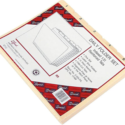 Smead 11769 Indexed File Folders, 1/5 Cut, Indexed 1-31, Top Tab, Letter, Manila (Set of 31)