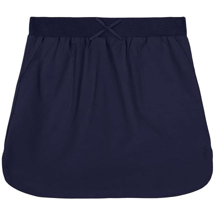 IZOD Girls' School Uniform Pull-on Scooter Skirt with Undershorts, Knit Waistband & Functional Pockets, Wrinkle Resistant, Navy, 8
