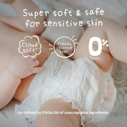 Pura Newborn Baby Diapers - Size N (Up to 10 lbs), 28 Count, Cloud Soft Disposable Diapers for Sensitive Skin, Totally Chlorine Free, Blowout Blocker & Wetness Indicator