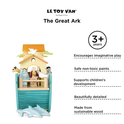 Le Toy Van Noah's Great Ark Premium Wooden Toys for Kids Ages 3 Years & Up