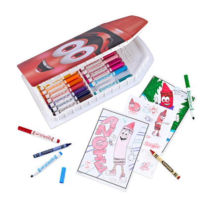 Ensemble de coloriage Crayola avec mallette d'art rouge édition limitée, crayons de couleur édition limitée, plus de 50 pièces, cadeaux pour enfants