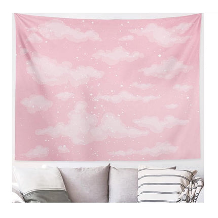 Lshtar Pink Sky Tapestry, Tapisserie décorative Mignon Ciel Rose Nuage Air Fond Belle Beauté Jour Lumineux Tenture Murale 80 L x 60 l, Pour Chambre Mignon Ciel Rose 05