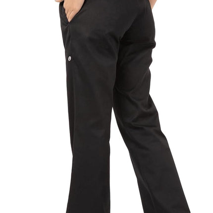 Chef Works Womens Basic Baggy Chefs Trousers, Black, XS / X-Small / Extra-Small, Waist Size: 26-28 inch / 66-71 cm, Polycotton, Womens Chefs Baggy Pants, B223-XS
