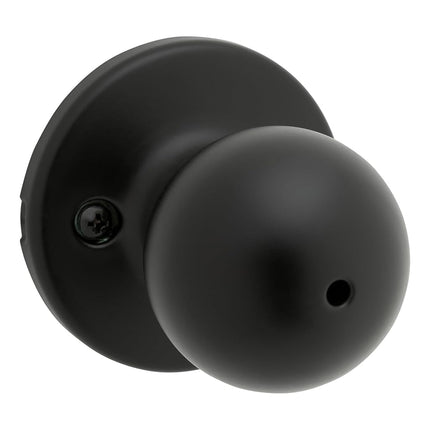 Kwikset Polo Interior Privacy Door Knob with Lock, Door Handle for Bathroom and Bedroom, Matte Black Keyless Turn Lock Doorknob, with Microban Protection