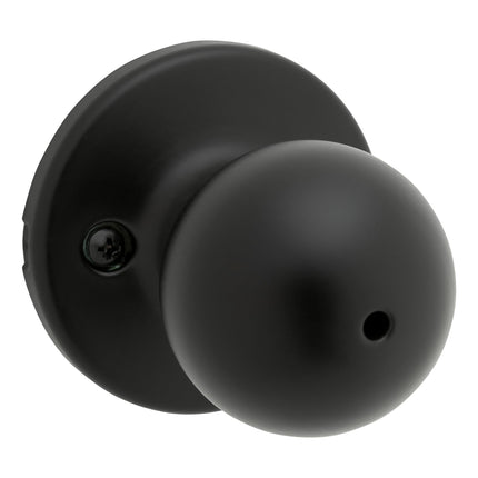 Kwikset Polo Interior Privacy Door Knob with Lock, Door Handle for Bathroom and Bedroom, Matte Black Keyless Turn Lock Doorknob, with Microban Protection