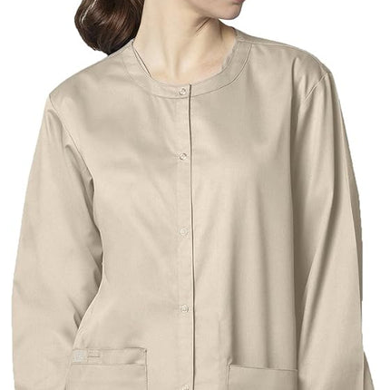 WonderWink Unisex-Adult's Snap Front Jacket, Khaki, Large
