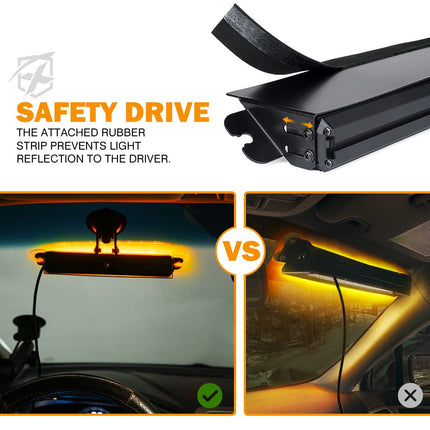 Xprite LED Aluminum Strobe Light, Front Windshield Dash Deck Hazard Warning Flashing Caution Lights w/ Suction Cups, for Emergency Construction Vehicles POV Law Enforcement Tow Trucks - White&Green