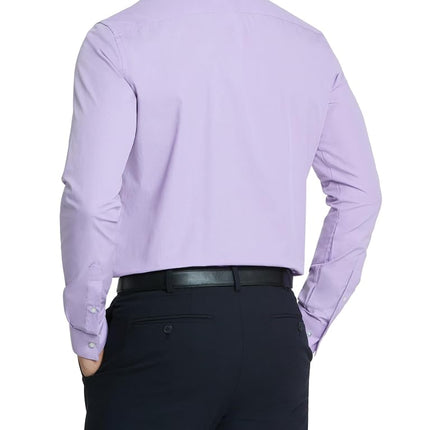 Van Heusen Men's Dress Shirt Regular Fit Poplin Solid, Lavender, 18.5" Neck 34"-35" Sleeve