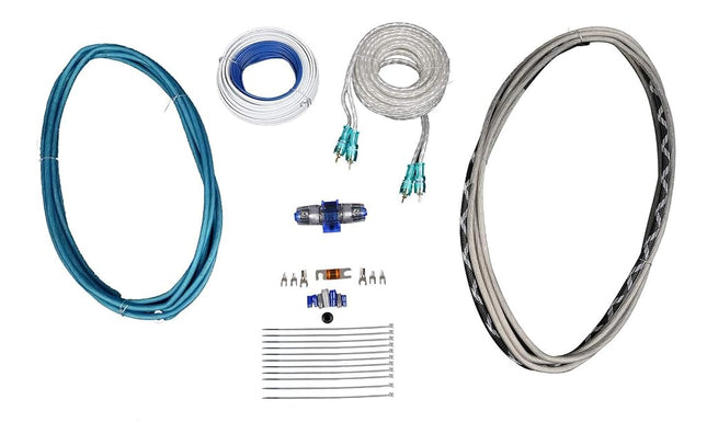 Rockville RMWK8 8 AWG Gauge Waterproof Marine/Boat Amplifier Wire Installation Kit, 25' OFC RCA Cables, Power, Ground, Speaker, Remote Wires, Fuse Holder, Includes RCA, and Accessories