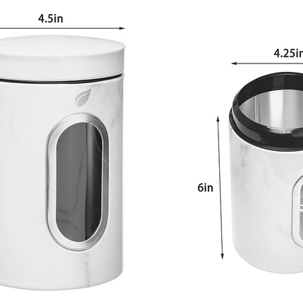 W Home FoodCanister-1 Food Canister, 47.16 fl oz, Marble, Food Storage Container for Food Storage
